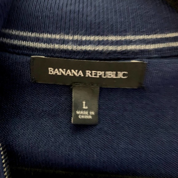 BANANA‎ REPUBLIC Navy Blue Half-Zip Wool Pullover Sweater - Picture 11 of 14